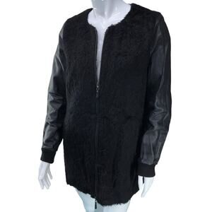 The Eileen Fisher Project Womens Size S Jacket Leather Alpaca Wool Full Zip